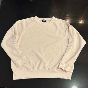 Monrow Cream Sweatshirt/Ribbons on Sleeves: Womens’s Large